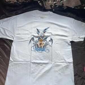 White Graphic Short-Sleeve Tee with Blue Accent - XL